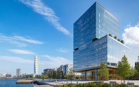 Wihlborgs Fastigheter AB (SE0011205196) errichtet moderne Bürotürme, wie dieses Architektur-Render eines Glashochhauses zeigt - Foto: THN
