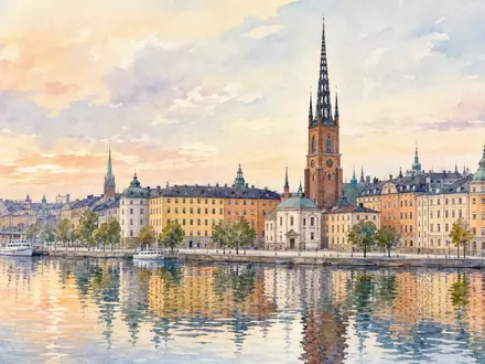Aquarell-Ansicht der Stockholmer Altstadt; Avanza Bank Holding AB (ISIN SE0012454072) hat dort ihren Sitz - Foto: THN