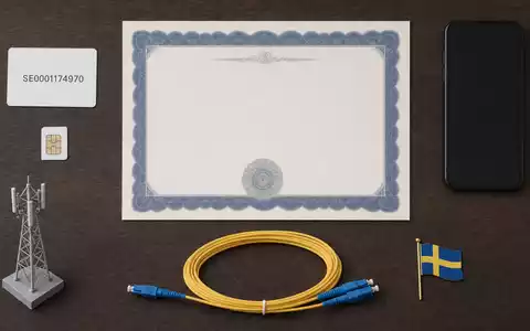 Millicom International Cellular SE0001174970 zeigt Flatlay mit Aktienzertifikat, ISIN-Karte und Telekommunikationsutensilien auf Holztisch - Foto: THN