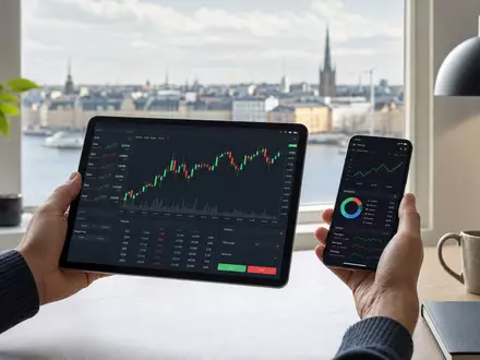 Nordnet AB (ISIN SE0015192067) zeigt in diesem Motiv eine moderne Trading-App mit ETF-Diagrammen am Handy - Foto: THN