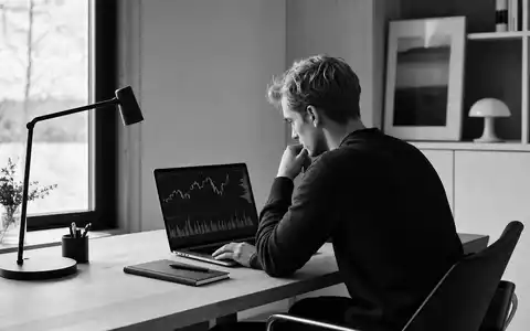 Nordnet AB (ISIN SE0015192067) inspiriert diese Schwarzweiß-Reportage eines Anlegers vor Börsendiagrammen am Laptop - Foto: THN