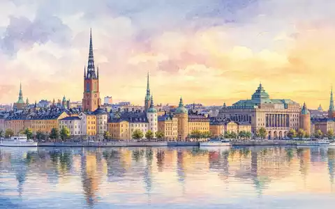Nordnet AB (ISIN SE0015192067) wird durch dieses Aquarell der Stockholmer Skyline und Nasdaq Stockholm symbolisiert - Foto: THN