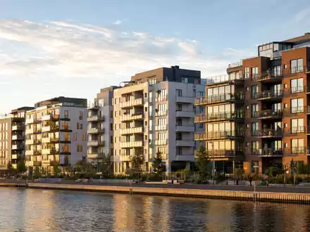 Wallenstam AB (ISIN SE0017780137) verwaltet moderne Wohnimmobilien am Wasser in Göteborg mit vielen Balkonen - Foto: THN