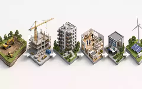 Wallenstam AB (ISIN SE0017780137) deckt die Wertschöpfungskette von Bau bis Energie isometrisch als Prozessdiagramm ab - Foto: THN