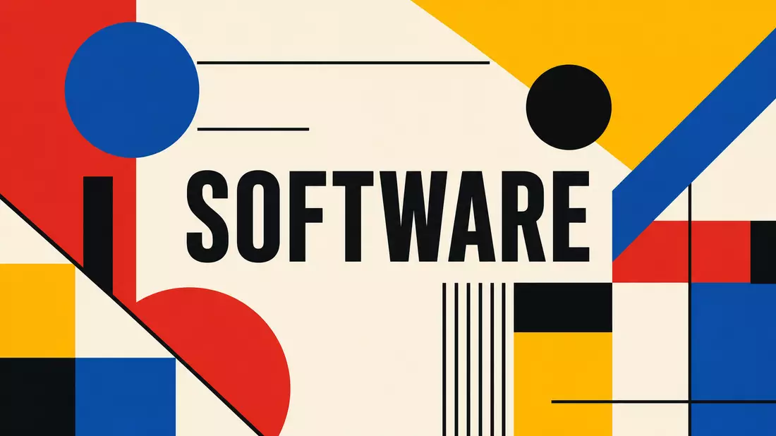 Bauhaus-Poster mit dem Wort SOFTWARE für den Softwaresektor von Intuit Inc