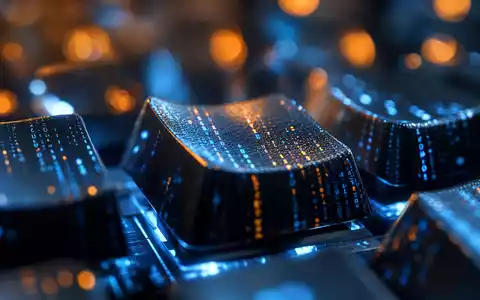 Intuit Inc. extreme Makroaufnahme von leuchtenden Tastaturtasten mit digitalen Code-Reflexionen, ISIN US4612021039 - Foto: THN