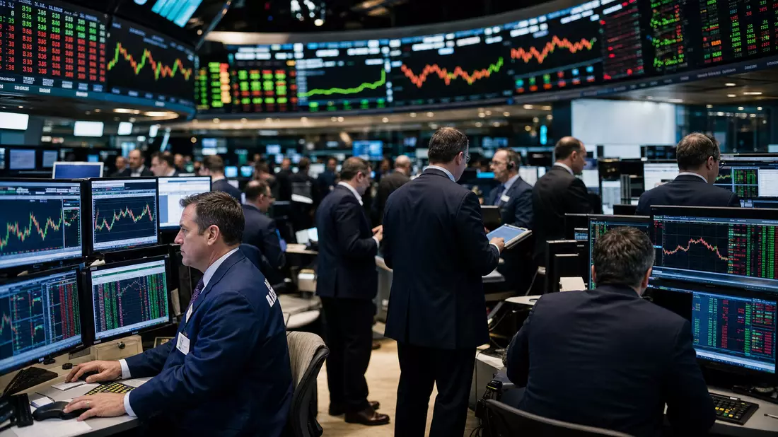 Redaktionelles Foto des NASDAQ-Handelsraums passend zu Intuit Inc