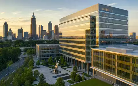 Invesco Ltd. Firmensitz in Atlanta bei goldener Abendsonne beleuchtet, ISIN BMG491BT1088 Aktiengesellschaft - Foto: THN