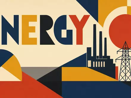 Phillips 66 (US7185461040) inspiriert dieses geometrische Bauhaus-Poster mit dem Wort ENERGY und Industriemotiven - Foto: THN