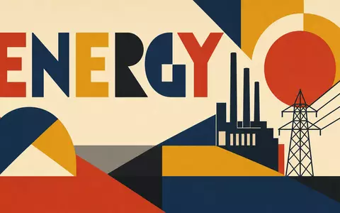 Phillips 66 (US7185461040) inspiriert dieses geometrische Bauhaus-Poster mit dem Wort ENERGY und Industriemotiven - Foto: THN