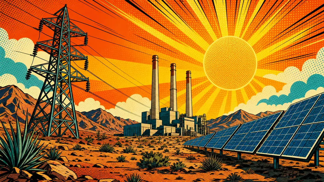 Pinnacle West Capital US7234841010 Pop-Art Comic Strommast Solarpanel Wüste