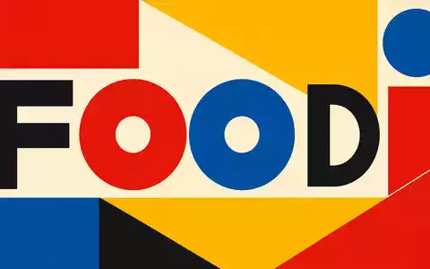 Just Eat Takeaway.com N.V. (NL0012015606) als Bauhaus-Poster mit geometrischen Formen, Grundfarben und Sektor-Kürzel in klarer - Foto: THN