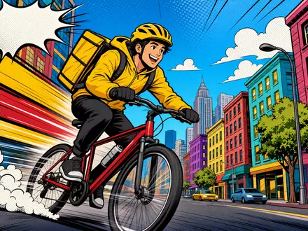 Just Eat Takeaway.com N.V. (NL0012015606) als lebendiger Pop-Art-Comic mit Halbtonrastern, Sprechblasen und knalligen Kontrastfarben - Foto: THN