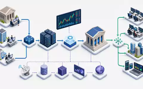 Isometrische 3D-Grafik zeigt den Handelsprozess an einer Börse, konzeptionell für Euronext N.V., ISIN NL0015000D50, übersichtlich - Foto: THN