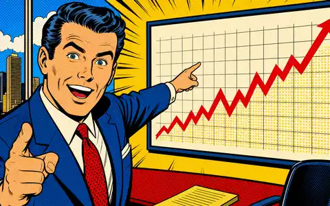 Pop-Art-Comic-Szene mit Börsenmakler und Kursdiagrammen, verspielt gestaltet für Euronext N.V., ISIN NL0015000D50, farbenfroh - Foto: THN