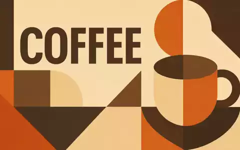 Geometrisches Bauhaus-Poster in Kaffeetönen symbolisiert Markenwelt von JDE Peet's N.V., Aktie ISIN NL0014332678, gestalterische Designsprache - Foto: THN