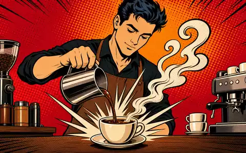 Pop-Art-Illustration eines Baristas visualisiert Konsummarke von JDE Peet's N.V., Aktie ISIN NL0014332678, lebendige Kaffeekultur weltweit - Foto: THN