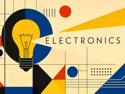 Signify N.V., ISIN NL0012866412, illustriert als Bauhaus-Poster mit geometrischer Glühbirne und dem Wort ELECTRONICS - Foto: THN