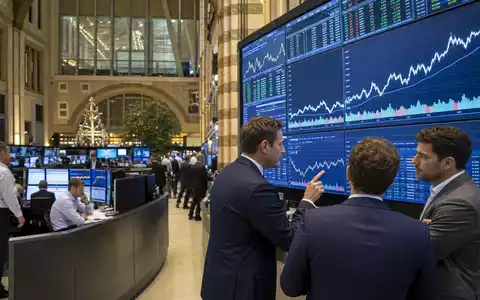 Signify N.V. mit ISIN NL0012866412 im Börsen-Editorial vor einem Handelssaal mit steigenden Elektronik-Sektor-Charts in Amsterdam - Foto: THN