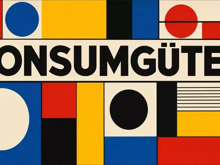 Colgate-Palmolive Sektor US1941621039 als Bauhaus-Poster mit geometrischen Primärfarben und dem Sektortext KONSUMGÜTER - Foto: THN