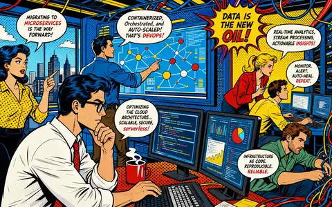 Pop-Art-Comic mit IT-Ingenieuren im futuristischen Technikbüro illustriert die Cognizant Technology Branche US1924461023 - Foto: THN