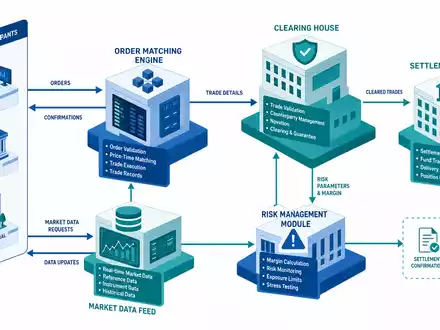 CME Group Inc. isometrisches Prozessdiagramm der Wertschöpfungskette, ISIN US12572Q1058 zeigt Clearing und Settlement - Foto: THN