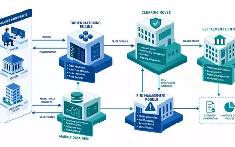 CME Group Inc. isometrisches Prozessdiagramm der Wertschöpfungskette, ISIN US12572Q1058 zeigt Clearing und Settlement - Foto: THN