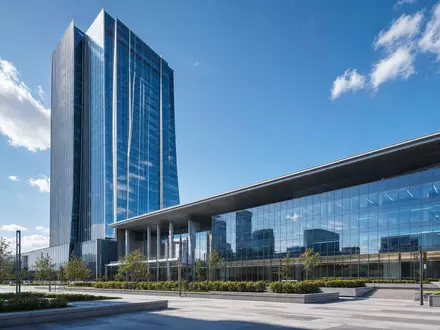 Comcast Corp. modernes Glas Hochhaus im Architektur Render, Unternehmenssitz ISIN US20030N1019 Telekommunikation Sektor - Foto: THN