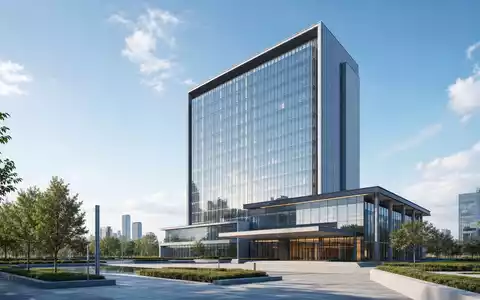 Traton SE DE000TRAT0N7 zeigt architektonisches Rendering einer modernen Firmenzentrale mit gläserner Fassade und Vorplatz - Foto: THN