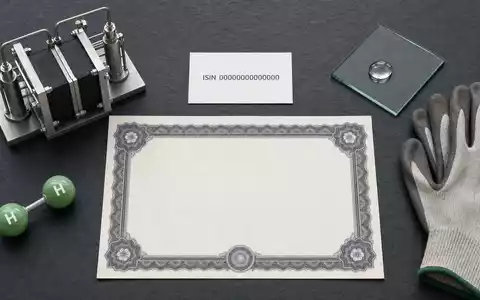 ThyssenKrupp Nucera (DE000NCA0001) symbolisiert dieses Flatlay mit Aktienzertifikat, ISIN-Karte, Elektrolyse-Modell und Schutzhandschuhen - Foto: THN