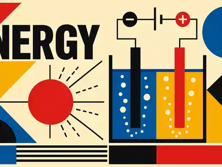 ThyssenKrupp Nucera (DE000NCA0001) inspiriert dieses geometrische Bauhaus-Poster mit Energie-Symbolik und dem Wort ENERGY - Foto: THN
