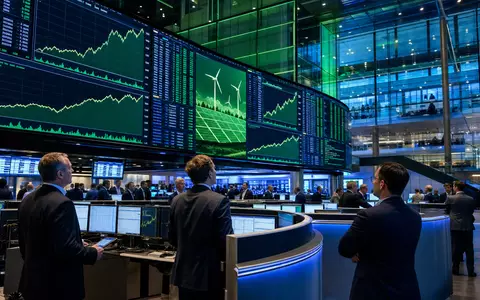 ThyssenKrupp Nucera (DE000NCA0001) notiert an der Frankfurter Börse, hier im editorialen Trading-Floor-Motiv mit Energie-Charts - Foto: THN