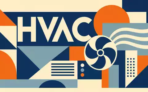 Trane Technologies (IE00BK9ZQ967): Bauhaus-Poster mit geometrischen Formen und dem Sektor-Kürzel HVAC in klaren Farben - Foto: THN