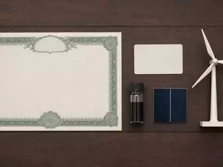 Flatlay mit Aktienzertifikat und ISIN-Karte visualisiert Investition in TotalEnergies SE, Kennung FR0000120271, anschaulich - Foto: THN