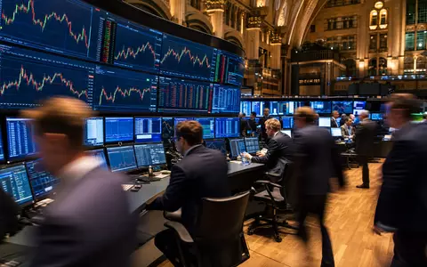 Adyen N.V. NL0012969182 Euronext Amsterdam Handelsraum Trader Workstations Fintech Charts Bildschirme Bewegungsunschärfe - Foto: THN
