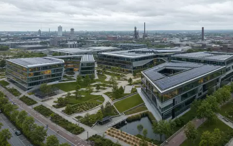 adesso SE Aktie DE000A0Z23Q5 moderner Bürocampus Ruhrgebiet Glas Stahl Architektur IT-Beratung Deutschland Render - Foto: THN