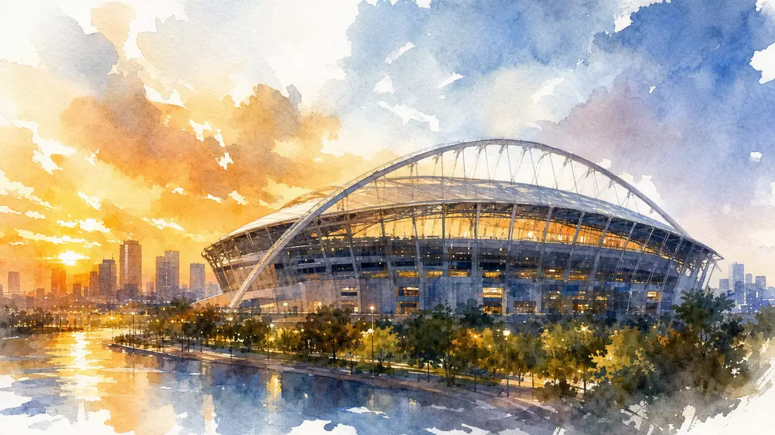 Aquarell Sportstadion in Abenddämmerung, Adidas AG DE000A1EWWW0