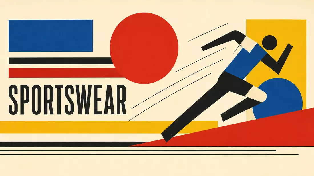 Bauhaus-Poster SPORTSWEAR-Schrift geometrische Konstruktivismus-Ästhetik, Adidas AG DE000A1EWWW0