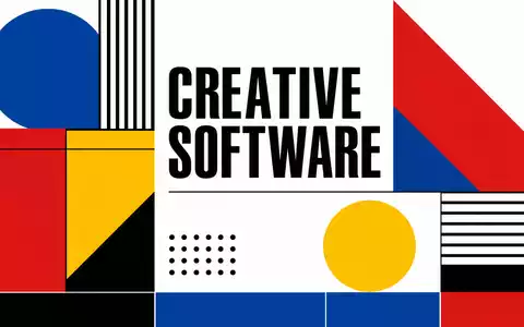 Adobe Inc. Kreativsoftware US00724F1012 als Bauhaus-Geometrie-Poster mit Primärfarben und Schriftzug CREATIVE SOFTWARE - Foto: THN