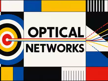 Adtran Networks SE DE000A14U784 – Bauhaus-Geometrie-Poster OPTICAL NETWORKS in fetten Primärfarben mit Kreisen und Linien - Foto: THN