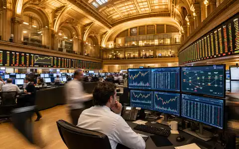 Adtran Networks SE DE000A14U784 – Frankfurter Börsenparkett mit Händlern und Networking-Charts auf Monitoren im Editorial-Stil - Foto: THN