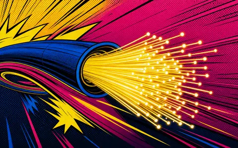 Adtran Networks SE DE000A14U784 – Pop-Art-Comic mit explodierendem Glasfaserkabel und leuchtenden Lichtwellen in Halbton-Optik - Foto: THN