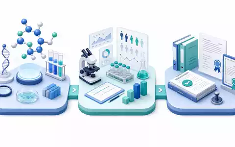AbbVie Inc. US00287Y1091 isometrische 3D Darstellung Drug Discovery Prozess von Molekül Studie bis Marktzulassung - Foto: THN