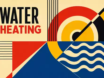 A.O. Smith Corp. Wassertechnik als geometrisches Bauhaus Poster mit Wellen und PrimÀrfarben ISIN US0003711006 - Foto: THN