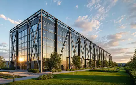 Architektur-Rendering eines gläsernen Rechenzentrums steht für die Infrastruktur von 1&1 AG DE0005545503 - Foto: THN