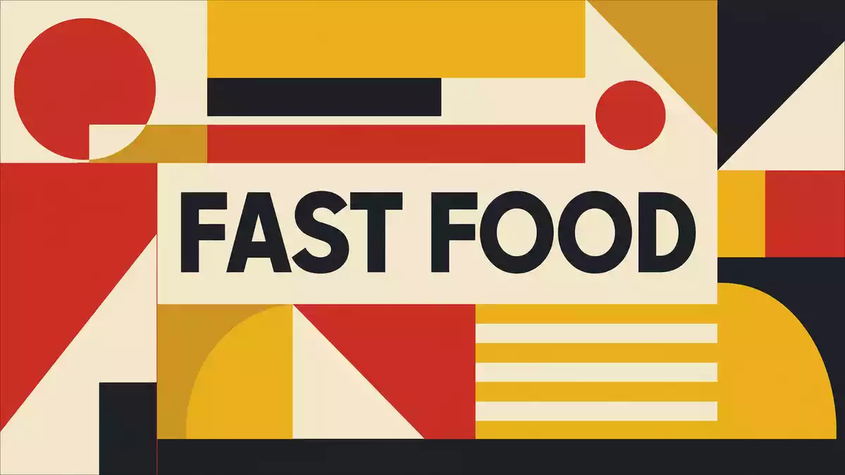 Bauhaus-Poster mit Schriftzug FAST FOOD, Symbolbild Yum! Brands Inc. US9884981013