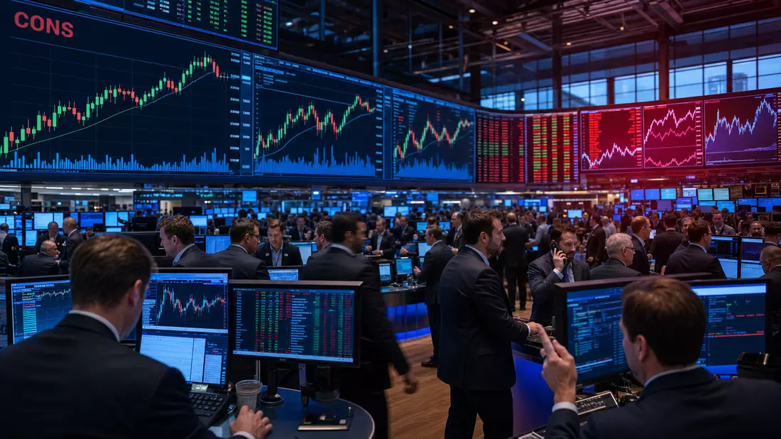 Trading-Floor mit Konsumgüter-Charts, Symbolbild Yum! Brands Inc. US9884981013