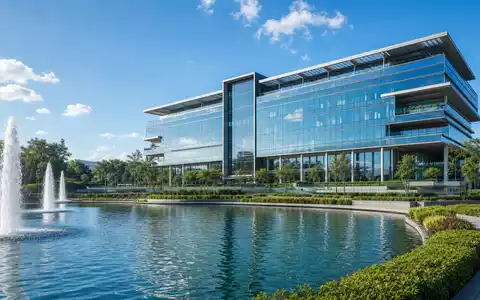 Modernes Architektur-Rendering einer Firmenzentrale repräsentiert die Innovationskraft von Xylem Inc. (US98419M1009) in der Wassertechnologie - Foto: THN