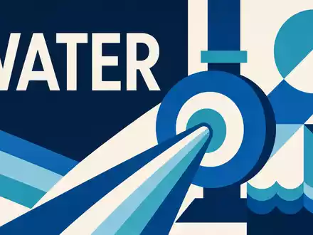 Geometrisches Bauhaus-Poster mit dem Wort WATER symbolisiert den Sektor von Xylem Inc. (US98419M1009) treffend - Foto: THN