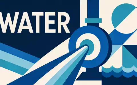 Geometrisches Bauhaus-Poster mit dem Wort WATER symbolisiert den Sektor von Xylem Inc. (US98419M1009) treffend - Foto: THN